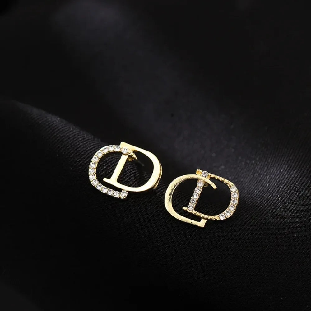 New Personalized Inlaid Letters Earrings Female Design Minimalist