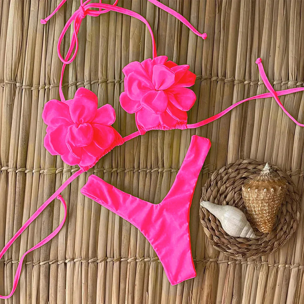 Sexy Floral Micro Bikini 2024 Women Swimsuit Female Swimwear Thong